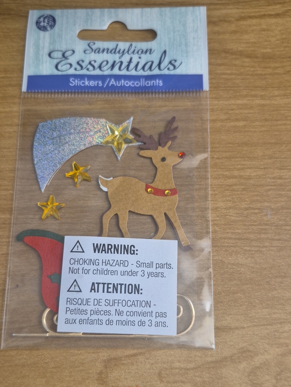 Sandylion Essentials Holiday Reindeer Stickers - Brown & Gold Accents